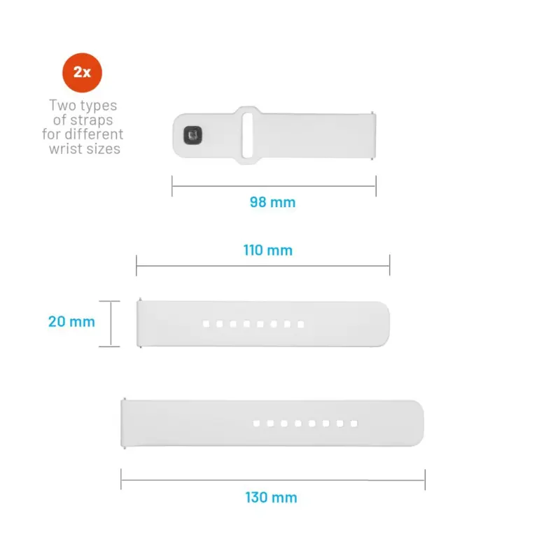 FIXED Silicone Strap Smartwatch Universal 20 mm White - 8016126