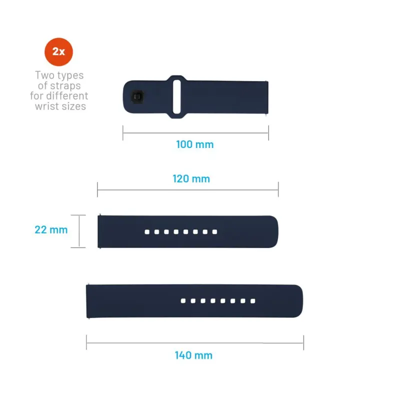 FIXED Silicone Strap Smartwatch Universal 22 mm Blue - 8016128