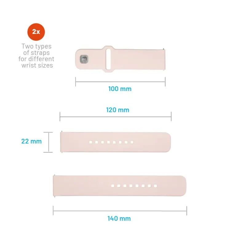 FIXED Silicone Strap Smartwatch Universal 22 mm Pink - 8016130