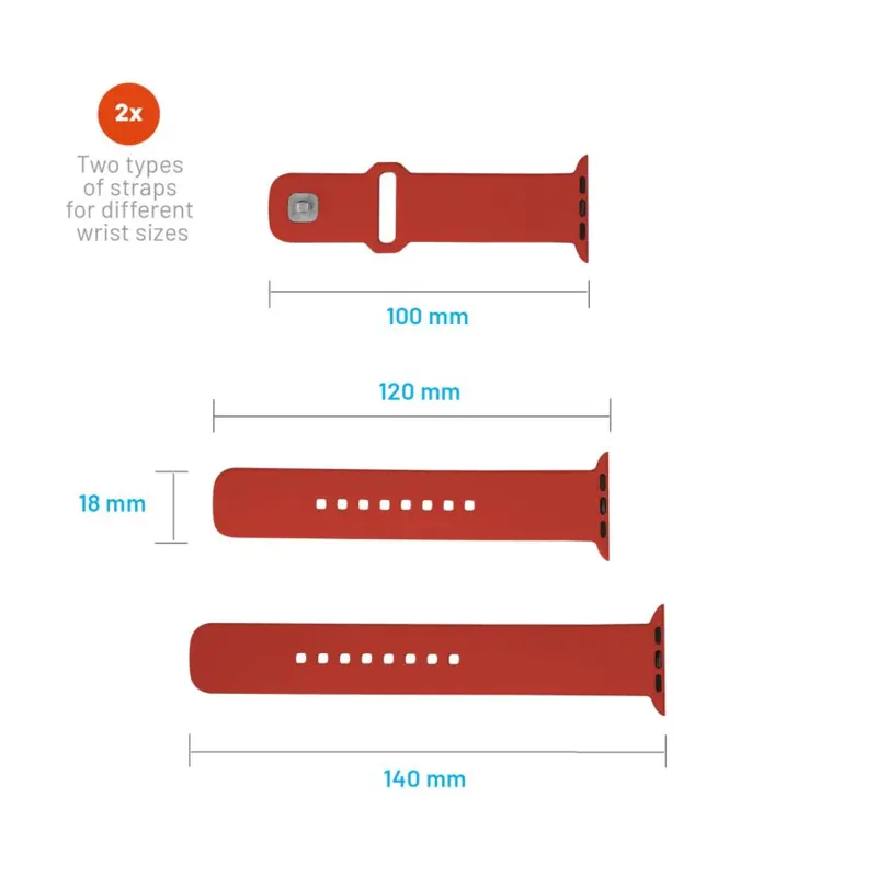 FIXED Silicone Strap SET Apple Watch 42/44/45mm Red - 8016134