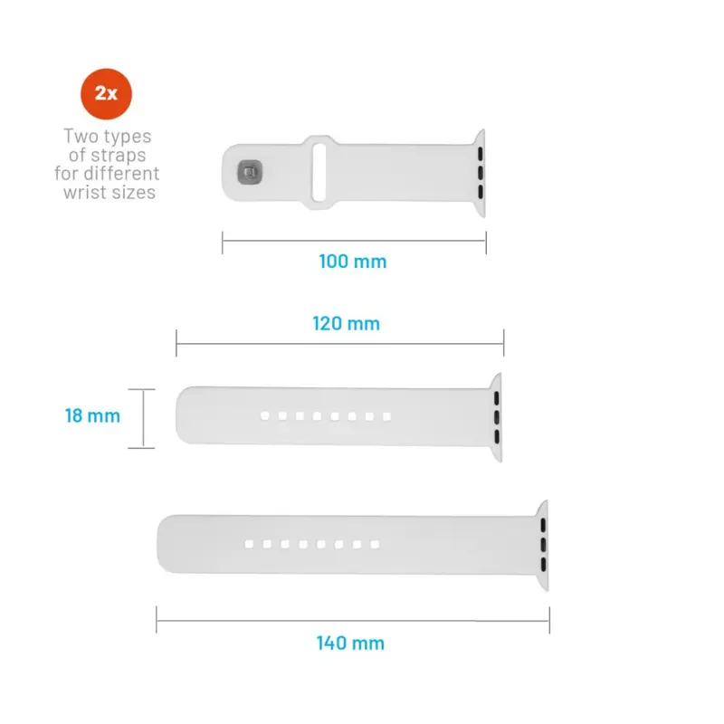 FIXED Silicone Strap SET Apple Watch 42/44/45mm White - 8016136