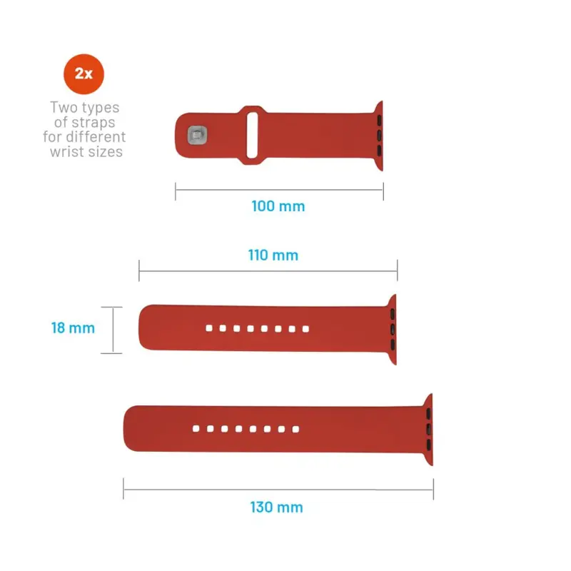 FIXED Silicone Strap SET Apple Watch 38/40/41mm Red - 8016139