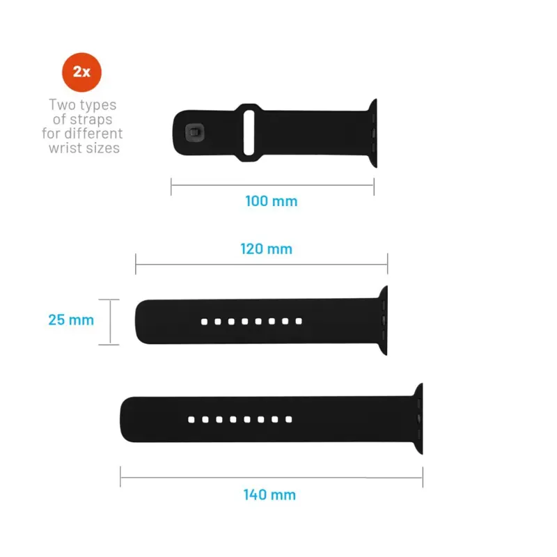 FIXED Silicone Strap SET Apple Watch Ultra-2/49mm Black - 8016142