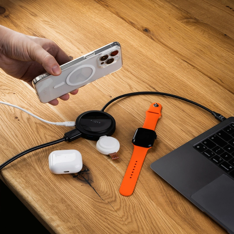 FIXED MagHub 7in1 USB-C HUB 4K & wireless charging Black - 8016457