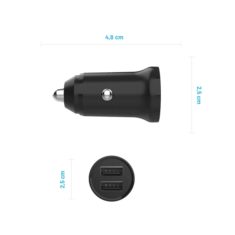 FIXED Mini Car Charger 2xUSB-A 15W 12/24V Black - 8016458