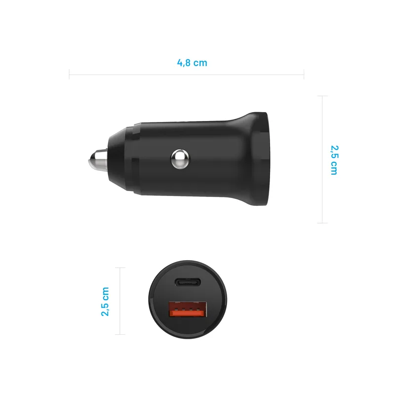 FIXED Fast Car Charger 20W USB-C PD/USB-A Black - 8016460