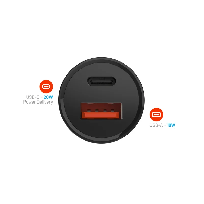 FIXED Fast Car Charger 20W USB-C PD/USB-A Black - 8016460