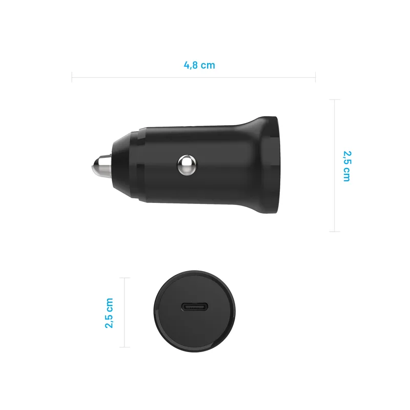 FIXED Super Fast Car Charger USB-C 30W PD Black - 8016461