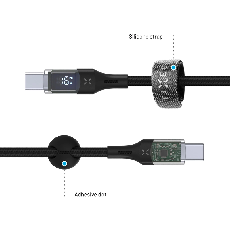 FIXED LED Charging Display USB-C/C 100W cable 2m Black - 8016482