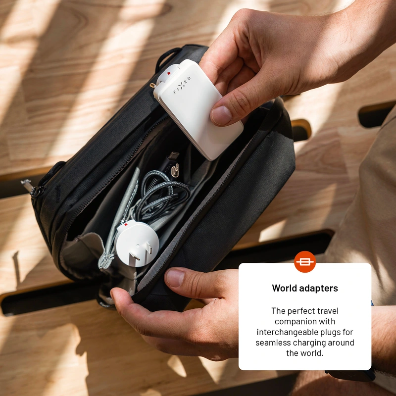 FIXED Slim Travel Charger 2x USB-C 45W EU/UK/USA/AUS White - 8016583