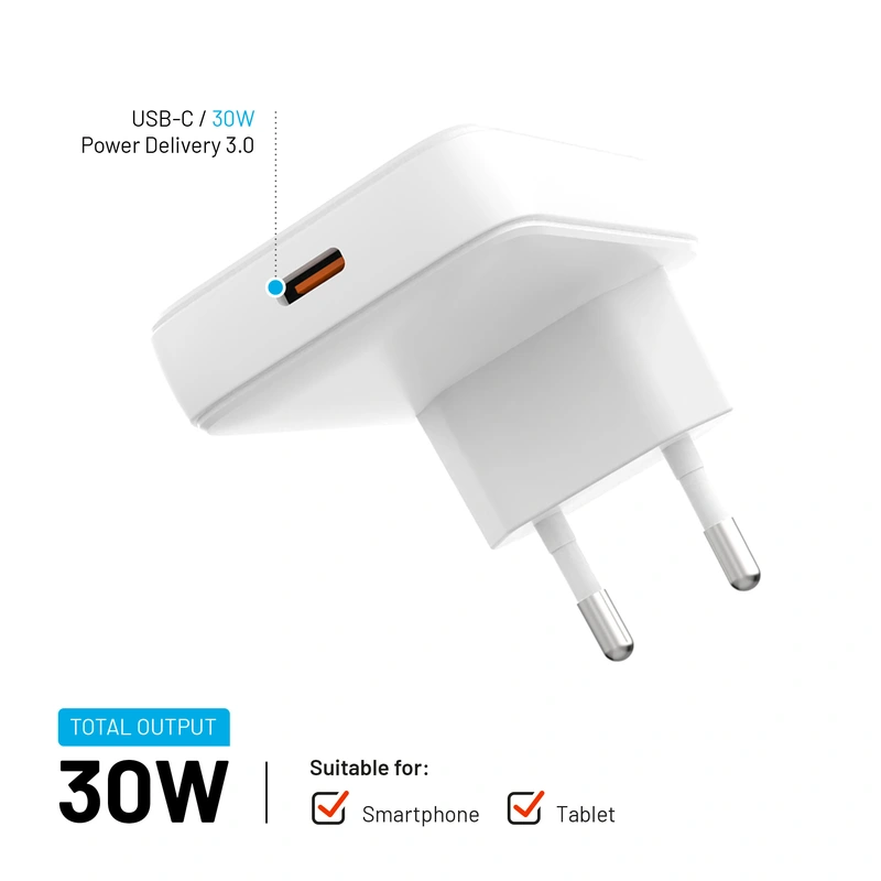 FIXED Slim GaN 90 Super Fast 1x USB-C charger 30W White - 8016585