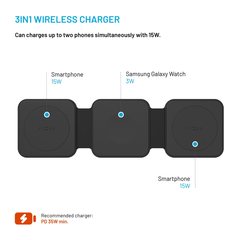 FIXED Flex Samsung 3in1 Foldable wireless charger Black - 8016793