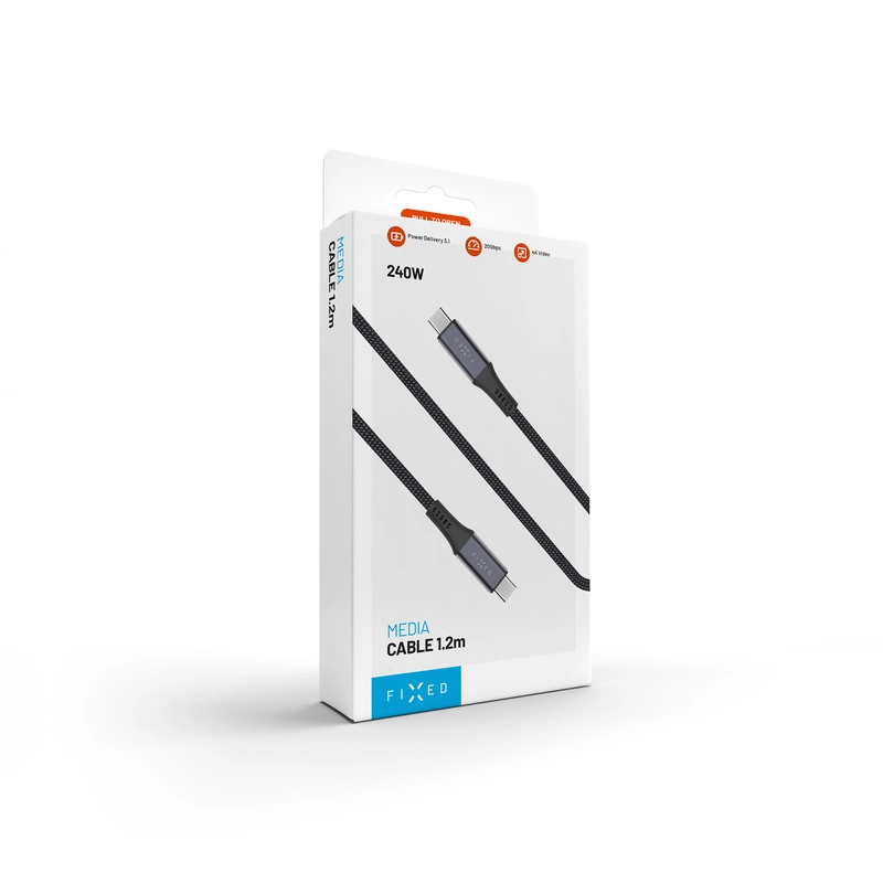 FIXED ARMOR USB 4.0 240W USB-C/C 20Gpbs cable 1.2m Grey - 8016866