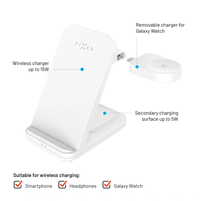 FIXED 3in1 Wireless Charging station for Samsung White - 8016940