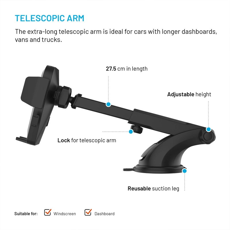 FIXED Iconiq XXL Windshiled/Dashboard Car Mount Black - 8017366