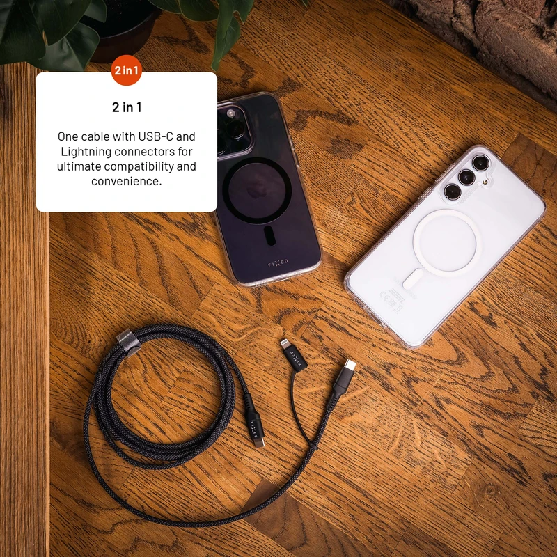 FIXED 2in1 Combo 60W USB-C/Lightning cable 3m Black - 8017607