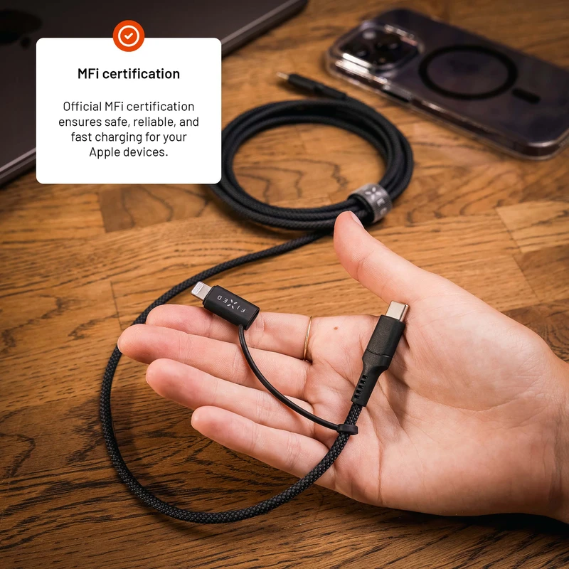 FIXED 2in1 Combo 60W USB-C/Lightning cable 3m Black - 8017607