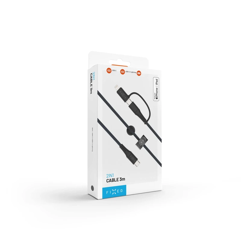 FIXED 2in1 Combo 60W USB-C/Lightning cable 3m Black - 8017607