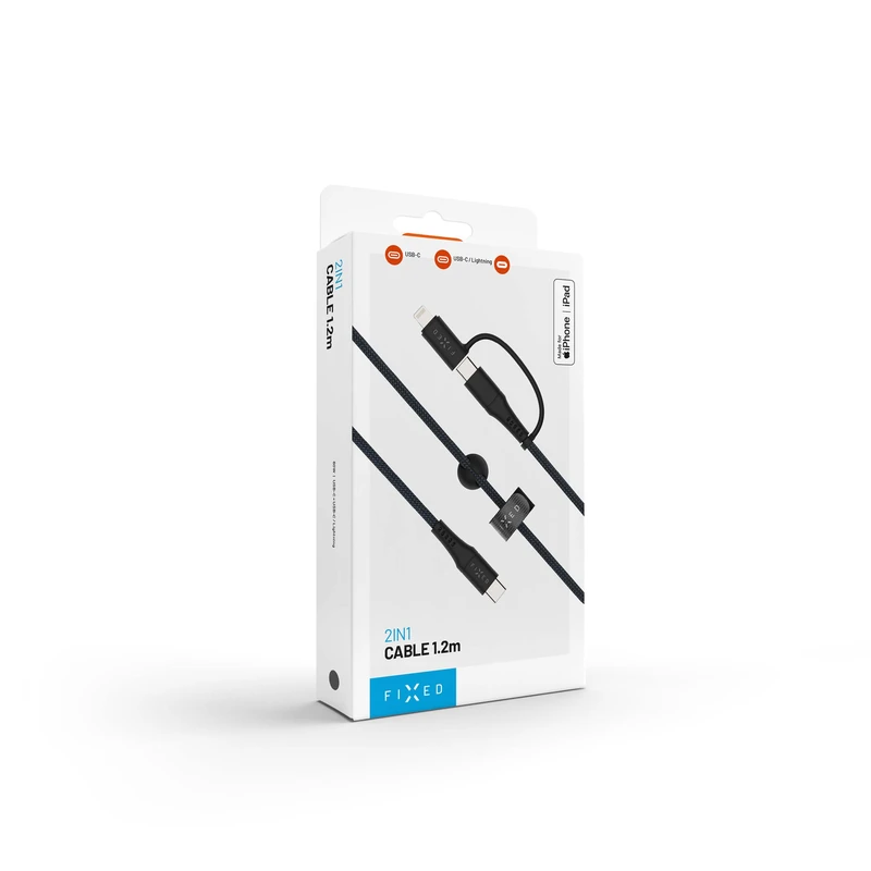 FIXED 2in1 Combo 60W USB-C/Lightning cable 1.2m Black - 8017693