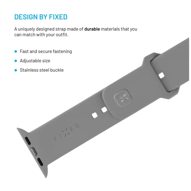 FIXED Silicone Sporty Strap SET Apple Watch 38/40/41mm Light Grey - 8017705