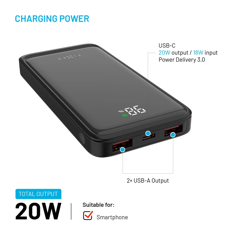 FIXED Zen2 10 USB-C PD 20W Power Bank 10.000 mAh Black - 8017796
