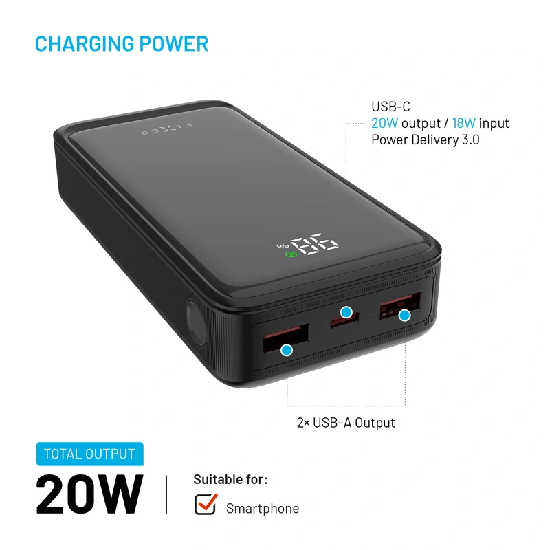 FIXED Zen2 20 USB-C PD 20W Power Bank 20.000 mAh Black - 8017797