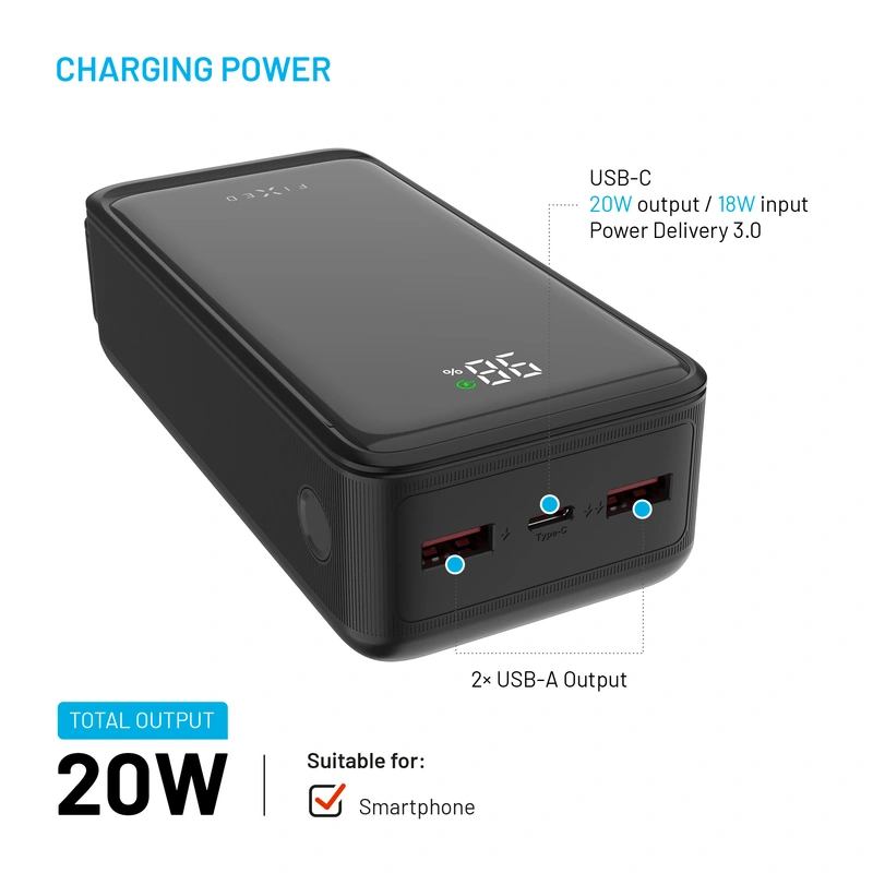 FIXED Zen2 30 USB-C PD 20W Power Bank 30.000 mAh Black - 8017798