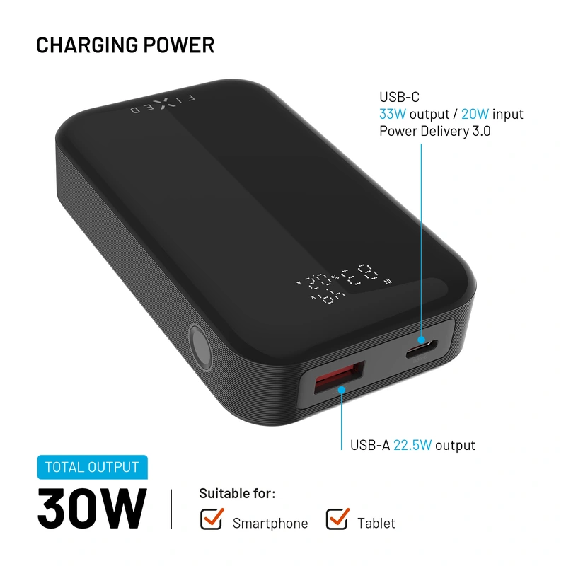 FIXED Zen 10 PRO USB-C 30W Power Bank 10.000 mAh Black - 8017800