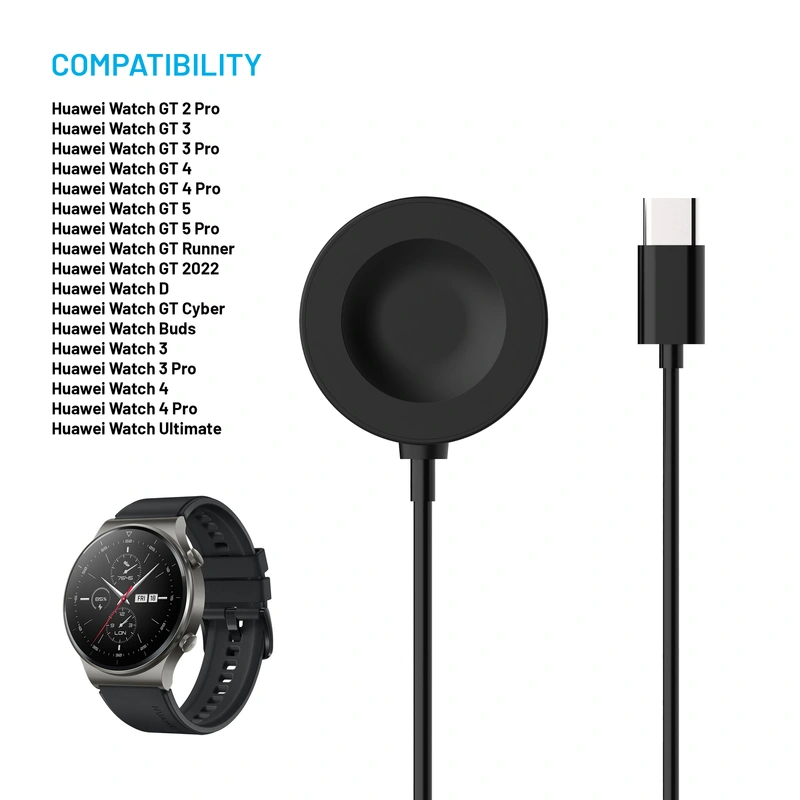 FIXED USB-C Charging Cable Huawei Watch GT-series Black - 8017992