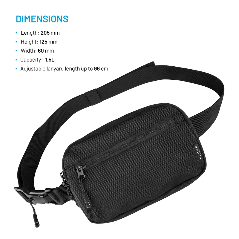 FIXED Waist Pouch with Pockets Camino Belt Black - 8018000