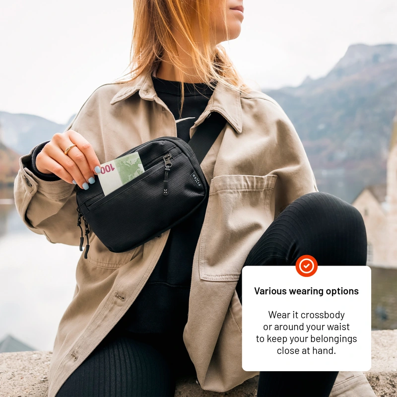 FIXED Waist Pouch with Pockets Camino Belt Black - 8018000