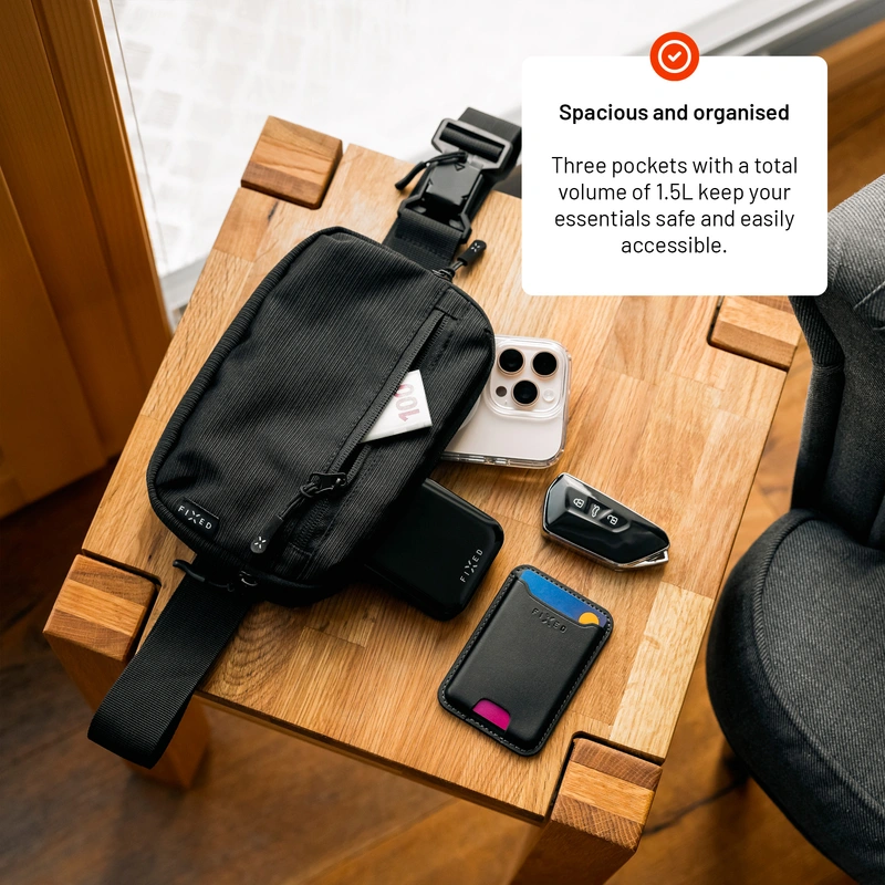 FIXED Waist Pouch with Pockets Camino Belt Black - 8018000