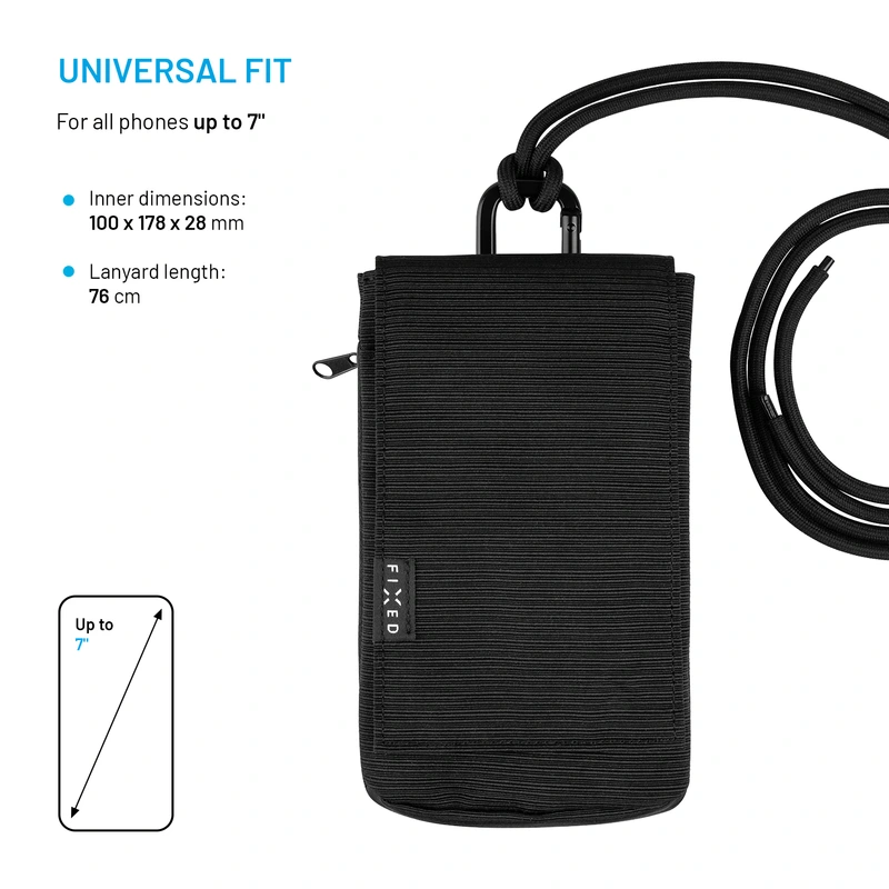 FIXED Shoulder Bag with Pocket for Phones up to 7