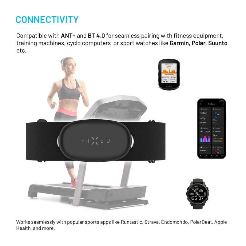FIXED PULSE DUAL Chest strap hearth-rate monitor (HR+HRV) Black - 8018042