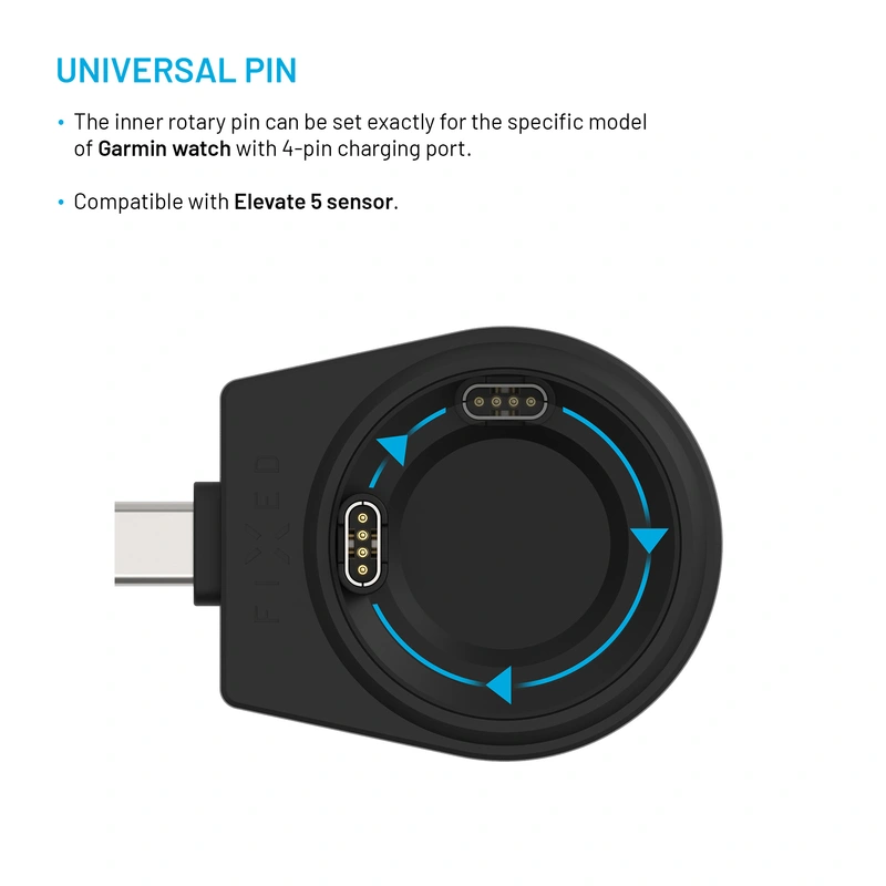 FIXED Wireless USB-C charger for Garmin Watch Black - 8018108