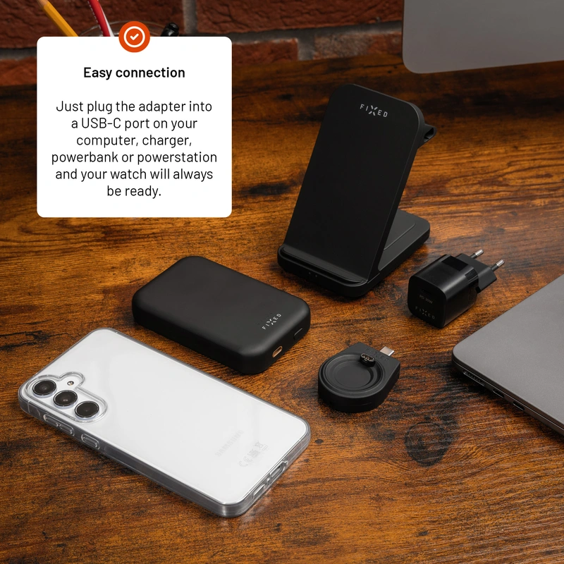 FIXED Wireless USB-C charger for Garmin Watch Black - 8018108