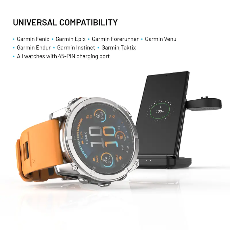 FIXED 3in1 Wireless Charging station designed for Garmin Watch Black - 8018109