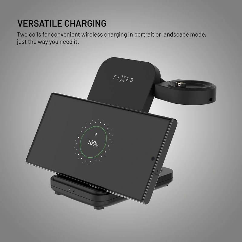 FIXED 3in1 Wireless Charging station designed for Garmin Watch Black - 8018109