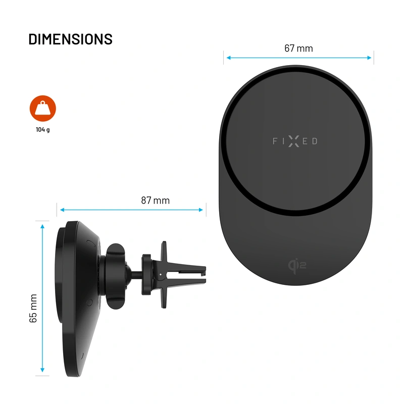 FIXED MagAir QI2.0 Airvent Car Mount Black - 8018154