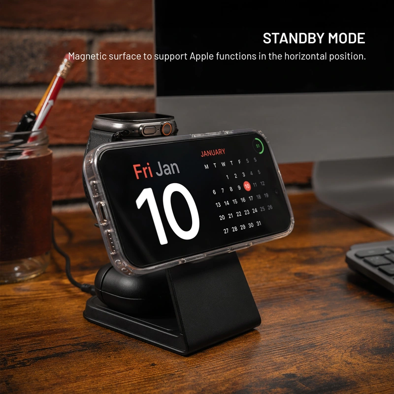 FIXED 3in1 Mag ALU Qi2 Wireless Charging station Black - 8018212