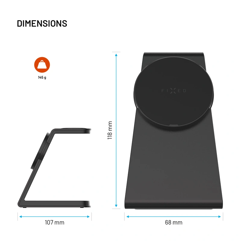 FIXED 3in1 Mag ALU Qi2 Wireless Charging station Black - 8018212