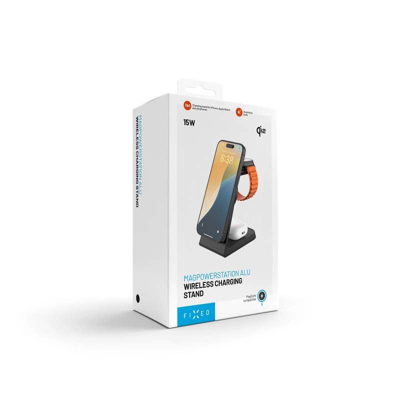 FIXED 3in1 Mag ALU Qi2 Wireless Charging station Black - 8018212