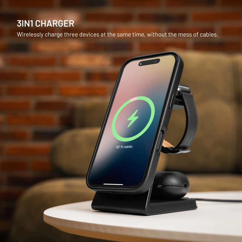 FIXED 3in1 Mag ALU Qi2 Wireless Charging station Black - 8018212