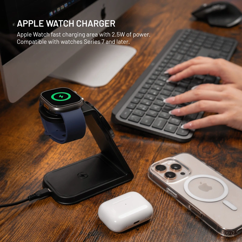 FIXED 3in1 Mag ALU Qi2 Wireless Charging station Black - 8018212