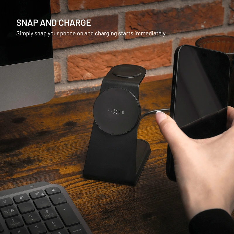 FIXED 3in1 Mag ALU Qi2 Wireless Charging station Black - 8018212