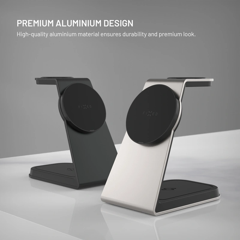 FIXED 3in1 Mag ALU Qi2 Wireless Charging station Titanium - 8018213