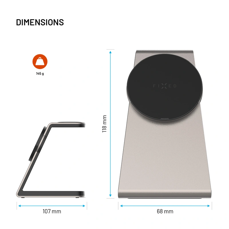 FIXED 3in1 Mag ALU Qi2 Wireless Charging station Titanium - 8018213