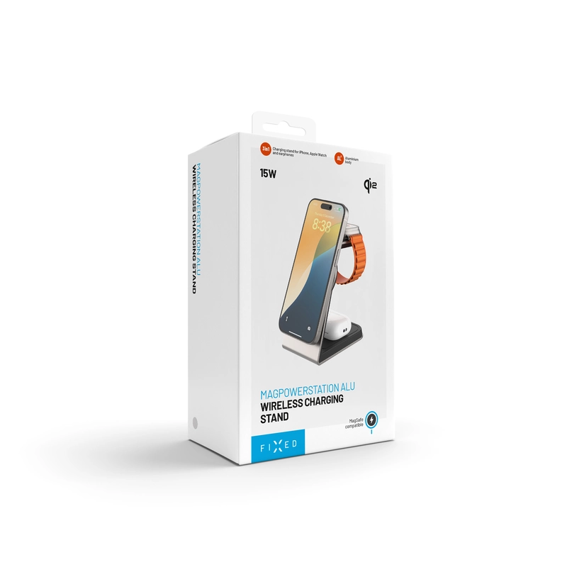 FIXED 3in1 Mag ALU Qi2 Wireless Charging station Titanium - 8018213