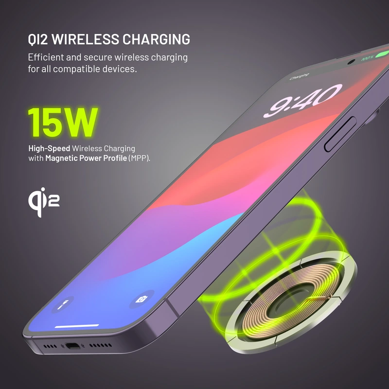 FIXED 3in1 Mag ALU Qi2 Wireless Charging station Titanium - 8018213
