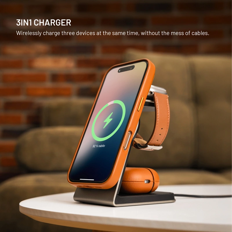 FIXED 3in1 Mag ALU Qi2 Wireless Charging station Titanium - 8018213